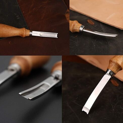 Leather Edge Skiving Beveler Tool Set,French Beveler,Wide Mouth Leathercraft Edge Skiving Beveler Leather Edge Trimmer with Wooden Handle Four Sizes(4mm,6mm,8mm and 10mm) in Saudi Arabia