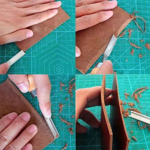 Leather Edge Skiving Beveler Tool Set,French Beveler,Wide Mouth Leathercraft Edge Skiving Beveler Leather Edge Trimmer with Wooden Handle Four Sizes(4mm,6mm,8mm and 10mm) in Saudi Arabia