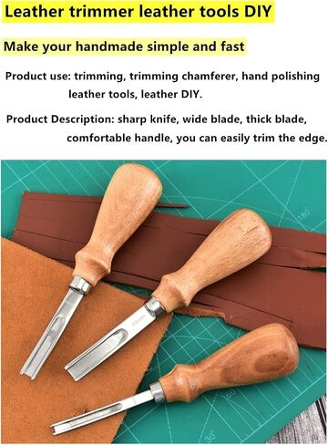 Leather Edge Skiving Beveler Tool Set,French Beveler,Wide Mouth Leathercraft Edge Skiving Beveler Leather Edge Trimmer with Wooden Handle Four Sizes(4mm,6mm,8mm and 10mm) in Saudi Arabia