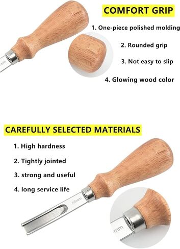 Leather Edge Skiving Beveler Tool Set,French Beveler,Wide Mouth Leathercraft Edge Skiving Beveler Leather Edge Trimmer with Wooden Handle Four Sizes(4mm,6mm,8mm and 10mm) in Saudi Arabia