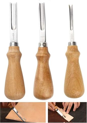 Leather Edge Skiving Beveler Tool Set,French Beveler,Wide Mouth Leathercraft Edge Skiving Beveler Leather Edge Trimmer with Wooden Handle Four Sizes(4mm,6mm,8mm and 10mm) in Saudi Arabia
