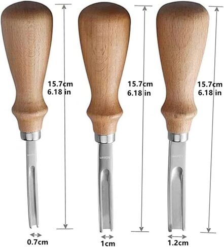 Leather Edge Skiving Beveler Tool Set,French Beveler,Wide Mouth Leathercraft Edge Skiving Beveler Leather Edge Trimmer with Wooden Handle Four Sizes(4mm,6mm,8mm and 10mm) in Saudi Arabia