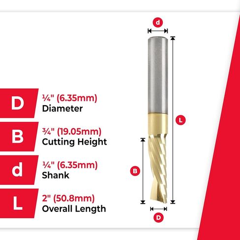أداة Amana Tool 51778-Z SC دوامة O فلوت مفرد، قطع ألومنيوم 1/8 عمق × 3/4 قناة × 1/4 SHK × 2-1/2 بوصة طويلة لقمة توجيه مطلية بـ ZrN مع لمسة نهائية مرآة in Kuwait