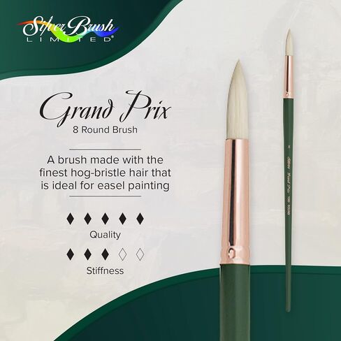 Silver Brush Limited 1000-8 Grand Prix Round Paintbrush for Oil Painting, Size 8, Long Handle in Saudi Arabia