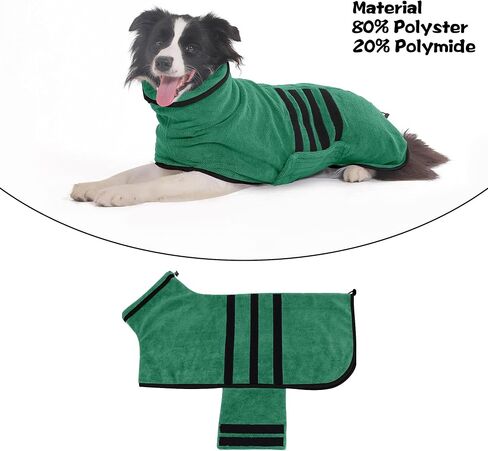 Microfibre Dog Bathrobe Towel Wrap Super Absorbent Dog Drying Coat Bath Robe for Puppy, Medium & Large Dogs, Fast Drying, Adjustable in Kuwait