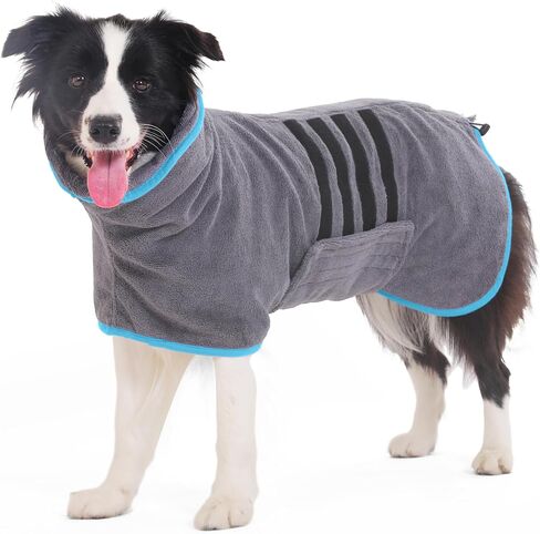 Microfibre Dog Bathrobe Towel Wrap Super Absorbent Dog Drying Coat Bath Robe for Puppy, Medium & Large Dogs, Fast Drying, Adjustable in Kuwait