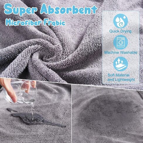 Microfibre Dog Bathrobe Towel Wrap Super Absorbent Dog Drying Coat Bath Robe for Puppy, Medium & Large Dogs, Fast Drying, Adjustable in Kuwait