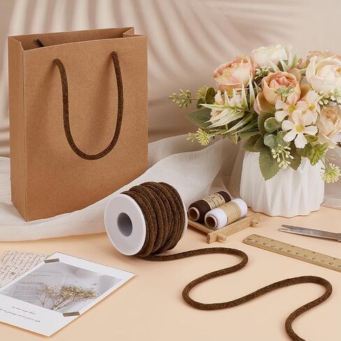 FINGERINSPIRE 10 Yards Chenille Choker Cord Round Tubing Cord 6mm with Spool Soft Cotton Round Choker Cord Coconut Brown Drawstring Replacement Rope Round Drawstring Cord for Clothing Decoration in Kuwait