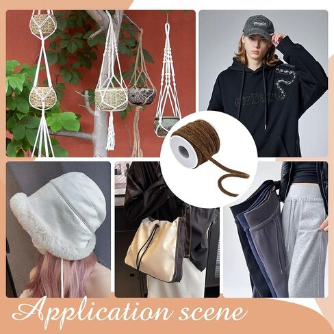 FINGERINSPIRE 10 Yards Chenille Choker Cord Round Tubing Cord 6mm with Spool Soft Cotton Round Choker Cord Coconut Brown Drawstring Replacement Rope Round Drawstring Cord for Clothing Decoration in Kuwait