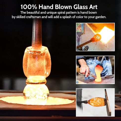 Hummingbird Feeder, Hand Blown Glass Hummingbird Feeders for Outdoors, Never Fade, 28 Fluid Ounces, 4 Feeding Metal Stations, Garden Backyard Decorative, Present for mom(Rainbow) in Kuwait