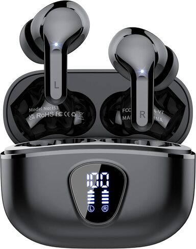 Wireless Earbuds, Bluetooth 5.3 Headphones HiFi Stereo, Bluetooth Earbuds with ENC Noise Cancelling Mic, IP7 Waterproof in Ear Earphones, 48H, LED Display Ear buds for Pad Phones Workout Sports, Blue in Saudi Arabia
