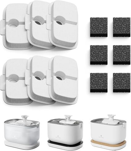Bundle of PETLIBRO Cat Water Fountain, Cordless Pet Water Fountain Battery Operated+4 Packs Replacement Filters for Dockstream Cat Water Fountain WF005 WF115 WF105, 2 Months Set of Replacement Filters in Saudi Arabia