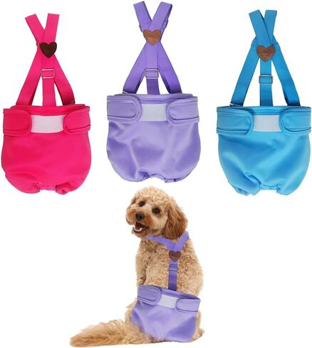 3 Pack Washable Female Dog Diaper with Suspender,Reusable Fixed Doggie Diapers Super Absorbent Leakproof for Small Medium Large Dog in Heat Cycle-M in Kuwait