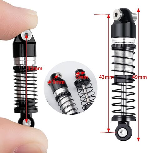 RCLIONS RC Car Shocks 43mm Oil Shock Absorber for AXIAL SCX24 1/24th RC Crawler Car Upgrade Parts in Kuwait