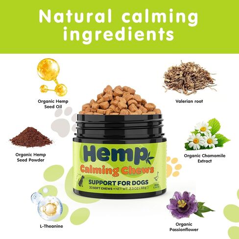 Zingly Hemp Calming Chews for Dogs Calming Treats Chews - Anxiety Relief Treats, Separation Anxiety Relief for Dogs Calming Treats Pet Calming Care Chews for Anti Anxiety Dogs, Bacon, 30 Counts in Kuwait