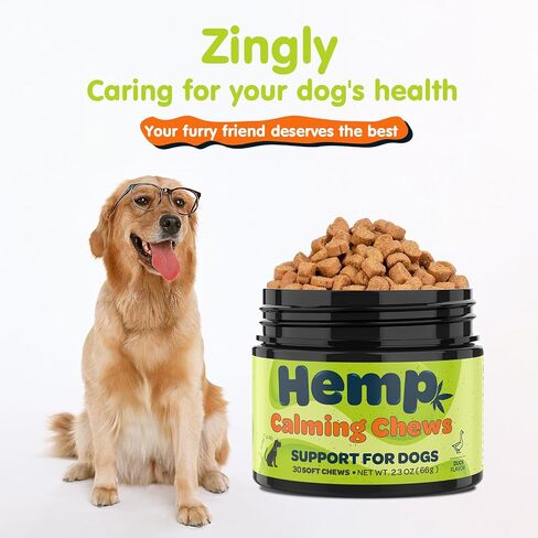 Zingly Hemp Calming Chews for Dogs Calming Treats Chews - Anxiety Relief Treats, Separation Anxiety Relief for Dogs Calming Treats Pet Calming Care Chews for Anti Anxiety Dogs, Bacon, 30 Counts in Kuwait