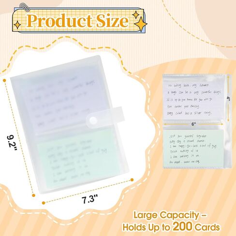 3x5 Index Card Holder Organizer - Clear Card Binder for Flash Card, Note Card Storage, 50 Sheets Plastic Sleeves Indexcard Booklet Folder, Stores Up to 200 Cards in Kuwait