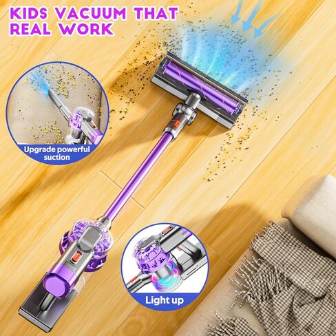 4-in-1 Kids Vacuum That Really Works, Toddler Pretend Play Cleaning Toy Set with Real Suction, Toys Working Cleaner Birthday Idea for 3 4 5 6 7+ Year Girl Boy (Purple) in Saudi Arabia