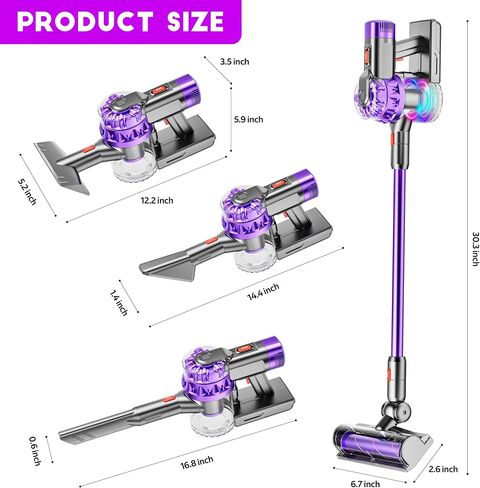 4-in-1 Kids Vacuum That Really Works, Toddler Pretend Play Cleaning Toy Set with Real Suction, Toys Working Cleaner Birthday Idea for 3 4 5 6 7+ Year Girl Boy (Purple) in Saudi Arabia