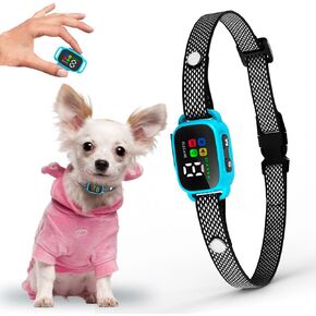 Tiny Bark Collar for Small Dogs 5-15 lbs and Puppies - No Shock Anti Barking Collar - Rechargeable Smart Collar for Dog Training with 7 Sensitivity Levels and 3 Beep&Vibration Modes (Pink)