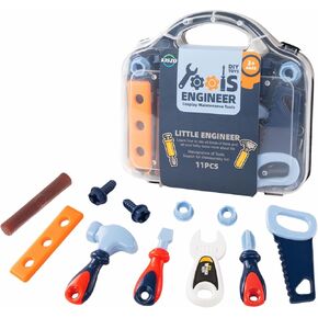مجموعة أدوات Toddler - 11 PC Kids Tool مع صندوق ، تظاهر ألعاب اللعب للأطفال من سن 3-6 سنوات ، مثالية لعيد الميلاد وهدايا عيد الميلاد