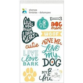 Momenta Dog Mom Cling Red Rubber Stamps Set of 10