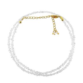 TGH Natural Herkimer Beads Chips Choker Necklace, April Birthstone Handmade Jewelry, Healing Necklace, Chakra Stone, Silver Plated 16 + 2 Inch Adjustable Chain, Valentine Day Gift