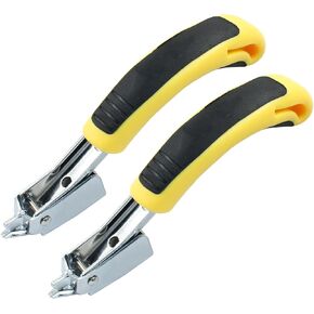 2 Pac Yellow Heavy Duty Staple Puller Tool, Staple Remove with Ergonomic Handle for Home Improvement, Removing Door and U-Shaped Nails from Furniture, Floors, Wooden Walls, Crates, Carpets