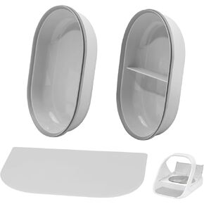 Replacement Mat & Bowl Set for Automatic Microchip Pet Feeder & Connect, 1 Split, 1 Flat Bowl and 1 Mat, Keep Food Fresh, Protect Cat Feeder, Easy to Clean(Grey)