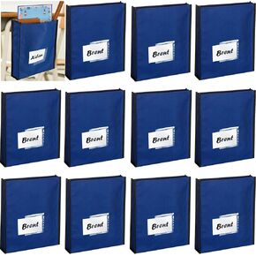 Berlune 12 Pieces Student Desk Side Hanging Storage Bag Student Desk Side Hanging Book Collection Pouches for Classroom School Home Office Supply
