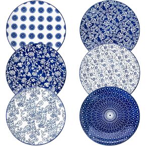 Ceramic Dessert Plates Set - 6 Inch Small Appetizer Plates for Kitchen - Salad Plate for Cake Snacks Side Dish, Microwave Dishwasher Safe, Gift, Assorted Colors