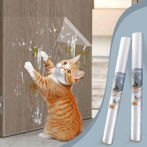 Thicken Anti Cat Scratch Furniture Protector, Cat Scratch Deterrent Tape Self-Adhesive Single Side Couch Protector from Dog Claws, Anti Scratching Sticky Tape No-Residue (17.5inx118in)