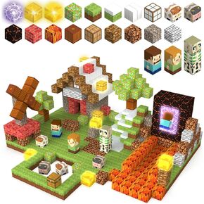 Magnetic Blocks Building Toys Set, Light Up Magnet Cubes for Boys Girls Ages 3+, Magnetic Building Blocks Kit STEM Sensory Educational Construction Toys