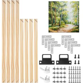16x20 Canvas Frame 2 Set - Wood Canvas Stretcher Bars with Corner Braces, Hooks, Thumbtacks, and Traceless Nails, Sturdy and Lightweight, Ideal for Oil Paintings, Posters, Easy Assembly