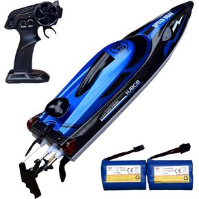 RC Boat - 25 KPH Fast Remote Control Boat 4 Channel 2.4 GHZ for Adults & Kid, with Two Batteries