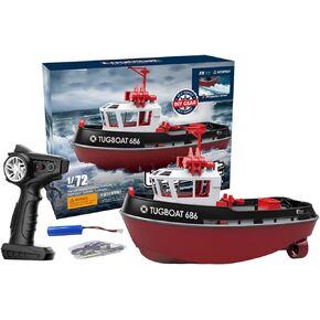RC Boat ، 1/72 2.4 جيجا هرتز قارب RC للمسابح والبحيرات ، سفينة قارب التحكم عن بُعد عالية السرعة مع قوارب تذكير منخفضة للبطارية - إصدار RTR (أسود+أحمر)