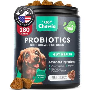 Probiotics for Dogs Gut Health, Digestion, Immunity, Yeast Balance, Itchy Skin, Allergies Support - Dog Probiotic Chews with Digestive Enzymes for Gut Flora- Soft Treats with Pumpkin and Yeast Powder