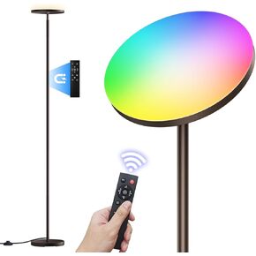 RGB Torchiere مصابيح أرضية لغرفة المعيشة ، 32W/3200LM مصباح LED LED مشرق مع لون بعيد ، وألوان حديثة تغيير طويل القامة مع تعتيم ، 69 "مصباح الكلمة الزاوية لغرفة النوم ، المكتب