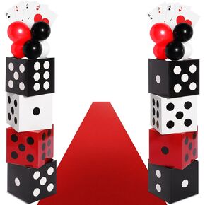 52 Pcs Casino Themed Decorations Set Las Vegas Game Night Entryway Door Party Decor 8 Pcs 12 Inch Large Dice Boxes 8 Jumbo Poker Cards 30 Pcs Balloon Aisle Runners for Birthday Celebration in Saudi Arabia