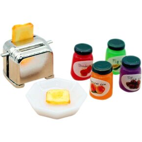 1/12 Scale Toaster with Bread Jam: Tiny Toaster Realistic Dollhouse Toaster for Kitchen Scen Dollhouse Kitchen Decoration