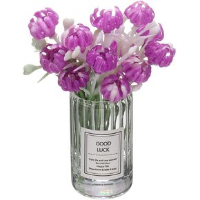 Mini Flowers Dollhouse in Vase, 2.76" Length, Silk Plastic Miniature Dollhouse Accessories with Tiny Jasmine Rose Red - (Applications: for Fairy Micro House Ornament) 1-Pieces