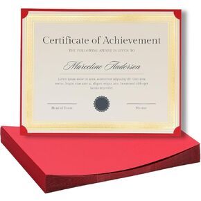 Single Sided Certificate Holders for Letter Size, 8.5 x 11 Bulk Award Certificate Cover for Graduation,Diploma, Documents, Marriage,Employee Appreciation, School,Office, Business (25 CT- Red)