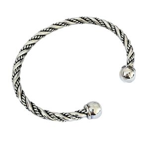 Men's 925 Sterling Silver Bangle Braided Details, Silver Cuff Bangle for Men | Torque Silver Bangle - Ideal gift for him
