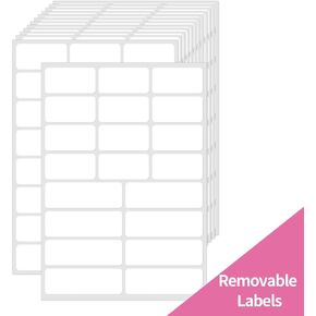 STARLIBOO Colored Labels, Removable Labels Stickers, Self-Adhesive Rectangular Stickers Water/Oil/Tear Resistant for Storage/Classroom/Home (2 Size, 300 Labels)