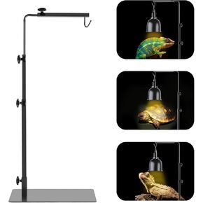 Reptile Lamp Stand, Adjustable 14-32 Inch Heat Lamp Stand, Reptile Light Stand Holder Lamp Hanging Bracket Metal Support for Glass Terrarium