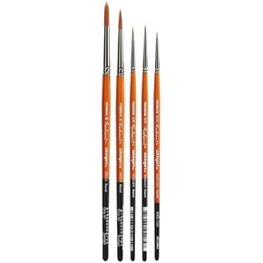 Kingart B-068 Premium 5pc. مجموعة فرشاة Radiant 6000 Round Round Artist ، Taklon الاصطناعية للاكريليك ، الزيت ، الطلاء المائي ، مقبض قصير ، 5 أحجام الفرش: 10/0 ، 3/0 ، 2/0 ، 4 ، 6