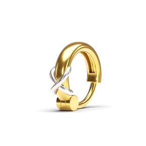 Mixed Metal 18K Gold Vermeil and Sterling Silver Elegant X Nose Hoop - Fits Nostril, Tragus and Helix Piercings