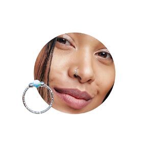 Silver White Opal Nose Ring - 925 Sterling Silver 20 Gauge Opal Nose Hoop For Women - Thin Opal Nose Piercing - Silver Nose Piercings
