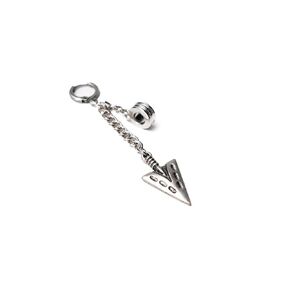 Men's Spike Earring | Huggie Hoop Earring l Brutalist Aesthetic Double Chain Earring for Men with Arrowhead Drop Dangle | Gift for Men