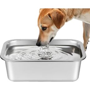 Ohtomber Stainless Steel 1.25 Gallons Large Dog Water Bowl, Metal Pet Dog Water & Food Bowl No Spilling, Outdoor Feeder Dish Plate for Cat, Big, Extra Large Pet